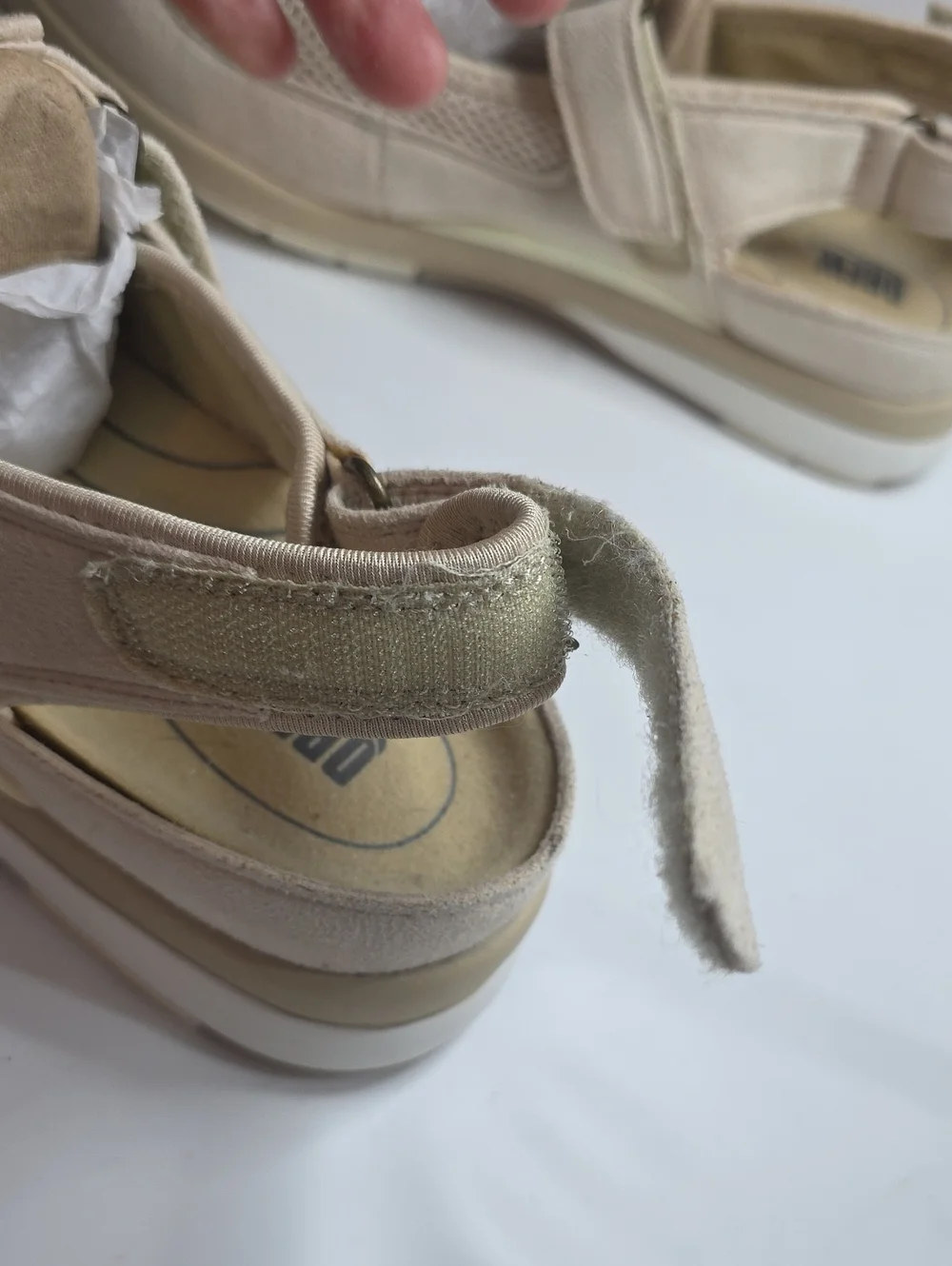 DREW ODYSSEY SLINGBACK ORTHOPEDIC HOOK/LOOP CREAM SUEDE WALKING SHOES LADIES 9.5